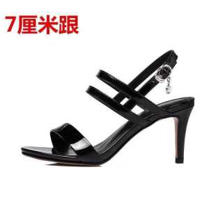 Red Blue Summer Toe Waterproof Platform High Heels Genuine Leather Fashion Sandals Thin Heel Small Size Women Shoes