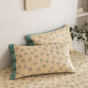 สไตล์อเมริกัน Fresh ผ้าฝ้าย ปลอกหมอน หนาขึ้น Pure ผ้าฝ้าย มีฟองน้ำ Quilted 48x74cm ปลอกหมอนคนเดียว