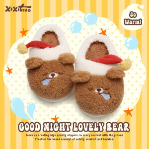 Đế EVA Dày 15-35cm Giày Lười Vải Áo Mềm Đồ Đi Home Của Chồng Và Chồng Thời Trang Thu Đông Giày Lười Gấu Tối Giày Đi Nhà Chất Liệu Thấm Hút