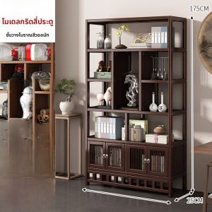 ชั้นวางของสไตล์ย้อนยุค ชั้นวางของแบบตั้ง ชั้นวางของสำหรับห้องชา ชั้นวางของไม้ไผ่ไนลัน ชั้นวางของหลายชั้นแบบตั้ง