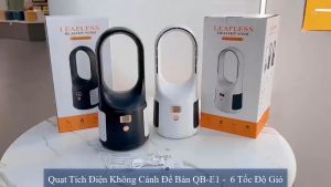 Quạt Tích Điện Không Cánh Để Bàn QB-E1 - 6 Tốc Độ Gió - Màn Hình LED Đa Chức Năng - Bảo Hành 1 Năm - CÓ VIDEO