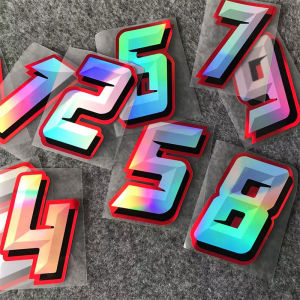 Laser Reflective Sticker Number DIY Racing Number Sticker Motorcycle Helmet Decorative Sticker