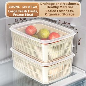 MEIZHUFU | Drain and Freshness Food Storage Container