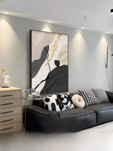 Black and White Abstract Living Room Decorative Painting Fancy Modern Normcore Sofa Wall Painting Entrance Door Mural