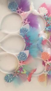 WEIGAO Little Mermaid Party Crown Headband Mermaid Tail Hat Photo Props for Girl 1st Birthday Party Mermaid Hair Accessories