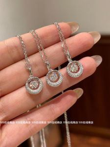 French Medieval Style Flashing round Moon Pendant Necklace Elegant Luxury Sparkling Choker Alloy Material Couple Suitable