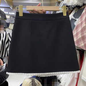 Korean Style High Waist Lace Patchwork Bodycon Mini Skirt Womens Spring 2025 New Arrival Versatile Anti-Light Short Skirt