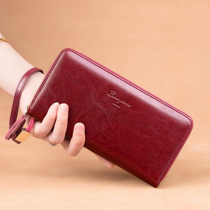 BANYANU Anti RFID Women Genuine Leather Long Wallet Original