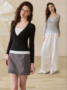Warm Padding Underwear for Women V-Neck 2-Piece Style
