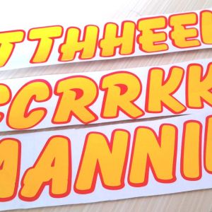 Stiker Cutting Custom anama paling murah mudah di pasang untuk di kaca grobak ataupun di kayu besi dan lain lain mudah di pasang