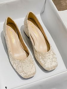 Wedding Shoes High Heels Design Sensation Wide Comfortable Chinese Style Large Size 41-43 Fairy Tale Pearl Embellished Fashionable Flats