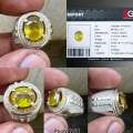 Batu Sphene Natural Sphene Greenish Yellow rainbow sphene MEMO GRI CT 3.76 Dim 10.85x8.77x5.07mm. 
