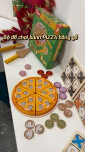 Bộ đồ chơi Pizza bằng gỗ kèm dụng cụ cắt bánh nhập vai nhà bếp mô phỏng cho bé Montessori BABE STORE