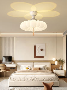 OUCHAO | Soft and Eye-Protective Ceiling Light with Rop Pull Four-leaf Shadow Vintage Design