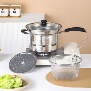 Moon Crystale Deep Frying Pot with Stainless Steel Fryer Basket for Picnic Dining Room