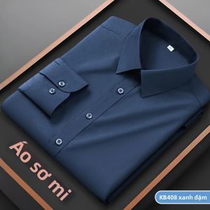 Áo Sơ Mi Nam Dài Tay Màu Đen Chất Liệu Lụa Đá Co Giãn Cao Chống Nhăn Kiểu Dáng Cổ Điển Thích Hợp Cho Công Sở Mùa Xuân Thu