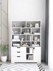 ชั้นวางหนังสือ 180cm ตู้หนังสือ ตู้เก็บของ ตู้โชว์ สีขาวเรียบง่าย ขนาดเล็กประหยัดพื้นที่ ติดตั้งง่าย ความจุสูง บุคคลที่ต้องการจัดการหนังสือและสินค้าใหญ่ๆ