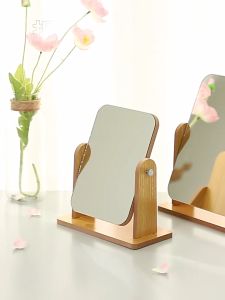 Big Wooden Stand Mirror 360 Degree Portable Adjustable Table Desk Mirror Bathroom Living Room Makeup Mirror