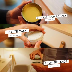 Ubersuave All Natural Confidence Triple Hairstyling Gift Set | Matte Wax | Strong Hold Pomade | Volumizing Clay Pomade