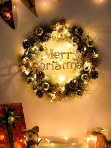 OutingSG®Christmas Wreath Xmas Door Garlands Oranments Merry Christmas Decoration Party Holiday Home Decor Christmas Wreath Decorations