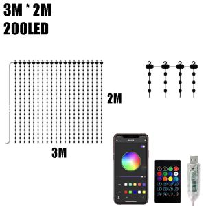 RGBIC Curtain Light String USB Plug Remote Control LED Curtain Light APP Bluetooth Control String Lights for Room Decorations