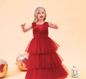 Sleeveless Ceremony Elegant Party Dresses Teens Girls Tulle White Bridesmaid Flower Birthday Wedding Prom Evening Princess Puffy Dress Stage Ball Gown Girl Kids Long Dresses for 4 5 6 7 8 9 10 11 12 13 14 Years Old