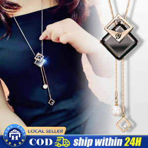 Zircon Black Rose Flower Long Necklace Sweater Chain Fashion Metal Crystal Pendant Necklaces Adjusted