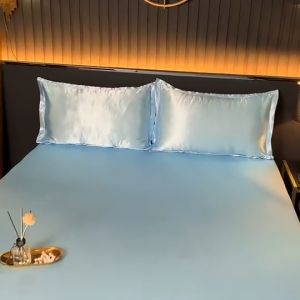 Satin Silk Fitted Bed Full Garterized Sheet Single/Full/Double/Queen/King Bedsheet Soft Cool Touch Satin Bed Sheet Mattress Protectors Cover