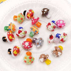 1 Cái/túi 17x16mm Hạt Thủy Tinh Vẽ Tay Hình Nấm Độc Đáo Làm Thủ Công Phụ Kiện Trang Sức Tự Làm Cho Vòng Tay Và Bông Tai