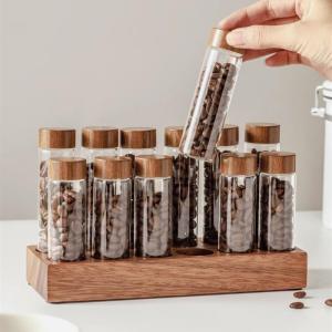 Glass Single Tube Coffee Bean Display Stand Sealable Storage Rack for Coffee Shop Aroma Preservation Kitchen Cooking Tools