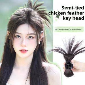 MONLEYTA | Natural Hair Bun Wig For Women Fake Hair Bun Headband Real Hair Flower Bud Updo Fake Ball Head Natural Looking Hair Accessories