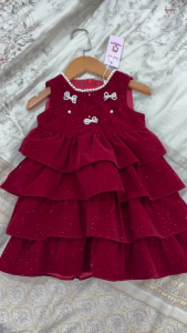 Váy Utachan nhung đỏ Giáng sinh Tết cho bé gái 10-40kg Váy đỏ cho bé gái