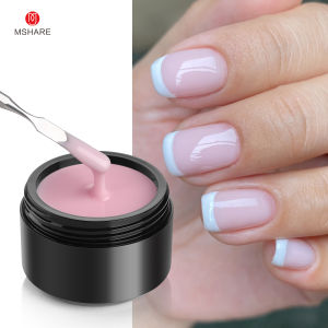 MSHARE 50g Milky สีขาวสีชมพูธรรมชาติ Builder เล็บเจลสําหรับเล็บซ้อนทับวิ่งบาง Liquid เจลใน Jar