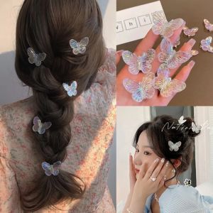 🔥Wishcat Transparent Butterfly Hairpin Colorful Butterfly Hair Clip For Women Girls Sweet Elegant Duckbill Clips Side Bang Clip Hair Accessories