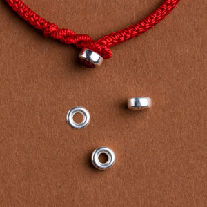 ลูกปัดเงินแท้ 925 ลูกปัดทรงกลม ลูกปัดแบน ลูกปัดสำหรับสร้อยข้อมือ ลูกปัดสำหรับทำเครื่องประดับ DIY อุปกรณ์