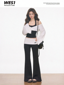 Designed Knit Top Two-piece Set Women Casual Pants