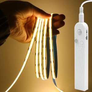 Dimmable 5V COB Strip PIR Motion Sensor USB Light Strips 1M-5M LED Diode Tape With Strong Self-adhesive For Indoor Decor