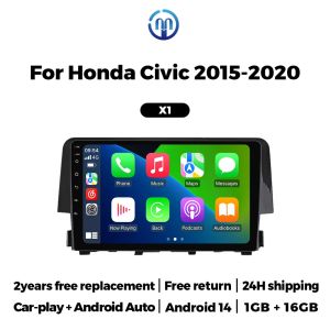 2 Din 9 Inch Wireless CarPlay Android Auto For Honda Civic 10 FC FK 2015-2020 Car Radio Stereo Multimedia Player FM Autoradio BT