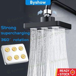 Byshow Magic Water Flow Rainfall Shower Head High Pressure Showerhead Rainshower Head Water Heater Bath Faucet Stainless Steel Wall Saving Shower Bathroom Accessories Universal Filter Element 淋浴 花洒
