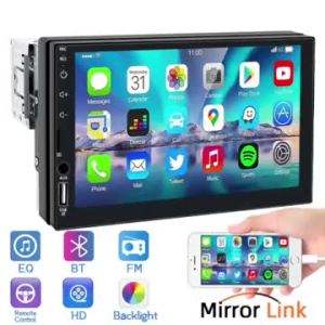 HIPPCRON Car Radio 1DIN Car Multimedia MP5 Video Player 7 inch HD Touch Screen AUX USB BT5.1 ISO Power Camera Mirror Link 12V
