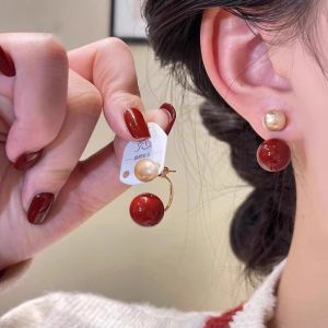 Super White Pearl Earrings French Elegant Luxury Two-Way Wear Versatile Beauty Mermaid Ear Jewelry Alloy/Silver/Gold Plated