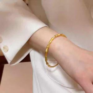New Chinese Style Geometric Sand Gold Bamboo Node Bracelet Simple High-End National Trend Retro Commuter Versatile Hand Jewelry