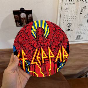 Hard rock band D-def L-leppard Round Coasters Insulated Durable Cups Coffee Coaster Plate Mats Home and Decoration Kitchen