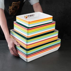 Commercially Used Melamine Rectangular Display Plate for Cold Cuts And Delicacies Simulation Porcelain Special for Cold Dish Arrangement