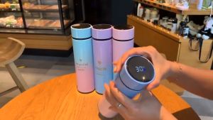 Stainless Steel Thermos Vacuum CupSmart thermos bottleled gradient color student temperature water