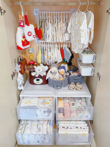 Baby Closet Organizer Hanging Hooks for Clothes Shoes Socks Bibs No Drilling Required Childrens Room Storage Solution