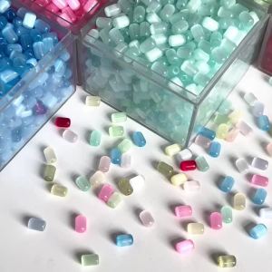 About60Pcs Cats Eye Jujube Bead Glass Seed Bead Multi Color Classification Used for DIY Jewelry Bracelets Necklaces Earrings