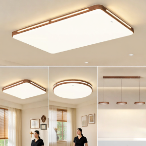 HUIPU ZHAOMING | Retro And Modern Walnut Wood Color Super Bright Ceiling Light