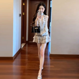 LIRUSHAN | Đầm Hè Phong Cách Pháp Không Tay Chấm Bi Ôm Sát