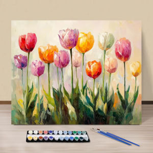 KAYOU | Tranh Vẽ Kỹ Thuật Số Tự Làm Hoa Tulip Nhiều Màu Sắc Vẽ Theo Số Tranh Vẽ Tay Trên Vải Quà Tặng Độc Đáo Đồ Thủ Công Mỹ Nghệ